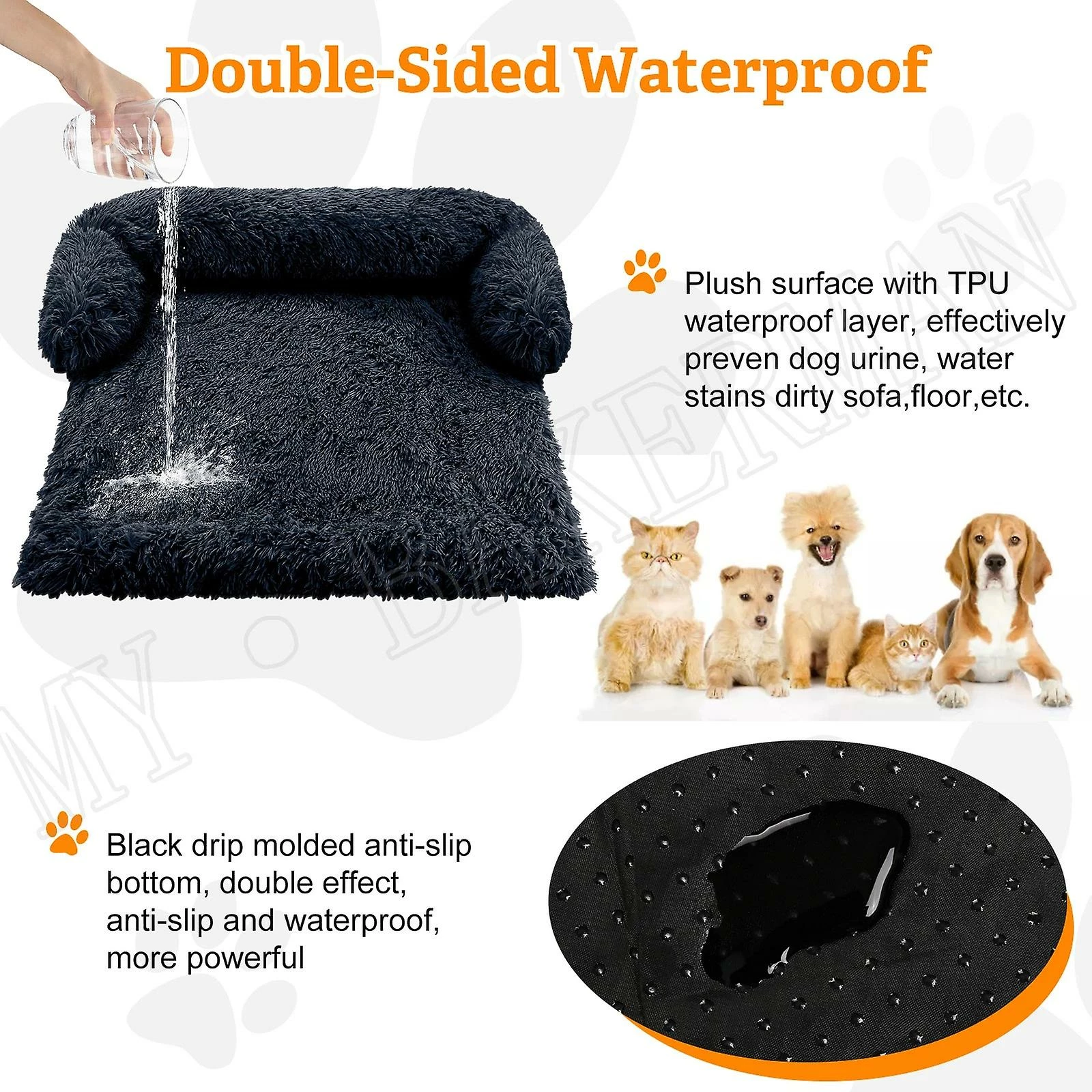 Arysiedder Dog Pet Dog Bed Pet Sofa Protection Peluche Dog Pad Dog Sofa, Pet Furniture Canapé Cover Avec Coussin De Cou Doux, Lavable En Machine, Gris 5 Arysiedder Dog Pet Dog Bed Pet Sofa Protection Peluche Dog Pad Dog Sofa, Pet Furniture Canapé Cover Avec Coussin De Cou Doux, Lavable En Machine, Gris – Image 5