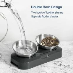 Jscxcf Food Bowl Dog Cat Acier Antirouille, Base En Silicone Antidérapante Avec 0 Et 15 Angle D’alimentation Inclinaison Coque De Protection Du Cou Pour Animaux De Compagnie, Chats Et Chiots -Pet Soin 557814130 max