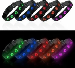 Sl Chang Light Up Dog Collar Rechargeable, Led Dog Collar Light Avec Batterie Longue Durée Clignotant Pvc Cuir Dog Collar Lumières Réglables