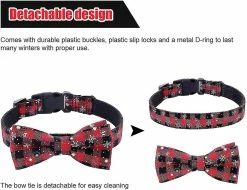 Unbranded Pet Dog Cat Collier Noël Motif De Neige Réglable Nylon Cravate Bowknot Nœud Papillon Traction Corde -Pet Soin 563627985 max