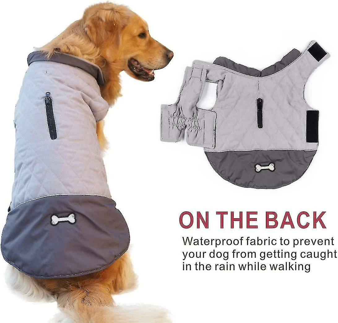 Unbranded Tflycq Waterproof Dog Coat Winter Warm Jacket Vest,windproof Snowsuit Dog Clothes Outfit Grey 3 Unbranded Tflycq Waterproof Dog Coat Winter Warm Jacket Vest,windproof Snowsuit Dog Clothes Outfit Grey – Image 3