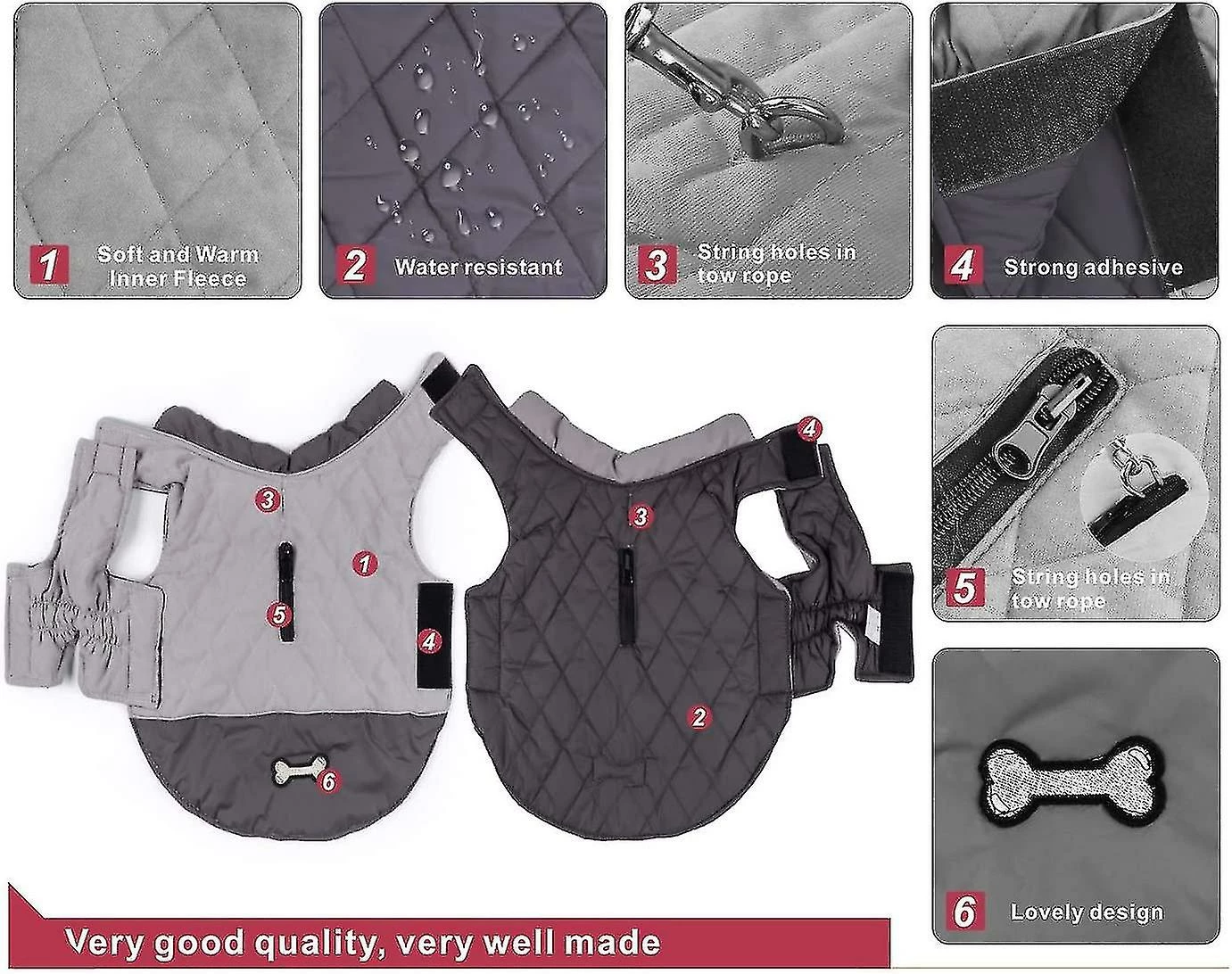 Unbranded Tflycq Waterproof Dog Coat Winter Warm Jacket Vest,windproof Snowsuit Dog Clothes Outfit Grey 4 Unbranded Tflycq Waterproof Dog Coat Winter Warm Jacket Vest,windproof Snowsuit Dog Clothes Outfit Grey – Image 4