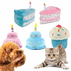 Unbranded Pet Dog For Cat Cute Peluche Birthday Cake For Doll-resistant For Play Squeaky Chew Toy Puppy Cleaning Grinding Teeth Interactive Supplies -Pet Soin 572189464 max