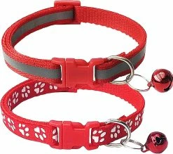 Unbranded 2-pcs Empreinte Et Collier De Chat Réfléchissant Avec Bell Basic Dog Cat Collar
