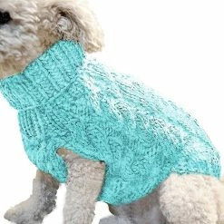 SANNE Warm Dog Cat Sweater Vêtements D’hiver Col Roulé Tricoté Chat De Compagnie Chiot Vêtements Costume Pour Petits Chiens Chats Chihuahua Tenue Vest Bleu