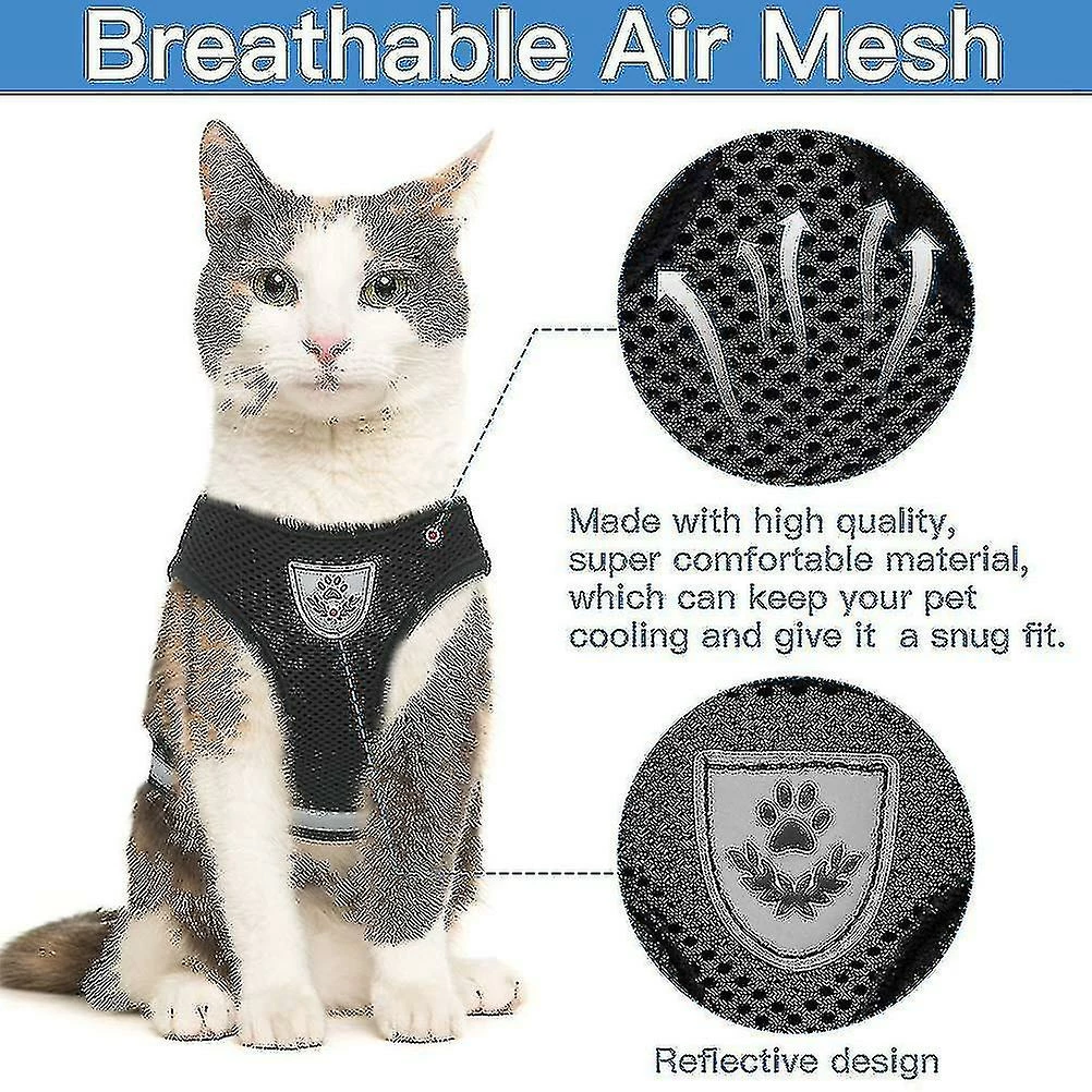 Boom Harnais De Chat Respirant Et Laisse Escape Proof Pet Clothes Kitten Puppy Dog Xl Noir 2 Boom Harnais De Chat Respirant Et Laisse Escape Proof Pet Clothes Kitten Puppy Dog Xl Noir – Image 2