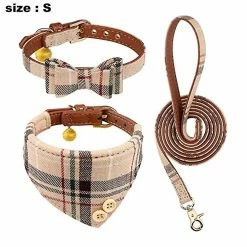 Unbranded 3pcsdog Collier Et Laisse Chien Nœud Papillon Avec Bell Dog Bandana Peau De Chien Collier Chien Chien -Pet Soin 584055332 max
