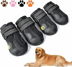 Unbranded Tflycqdog Boots,waterproof Dog Shoes,dog Booties With Reflective Rugged Anti-slip Sole And Skid-proof,outdoor Dog Shoes For Medium Dogs 4pcs