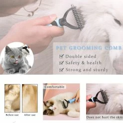Pet Combs Brushes Peigne De Dématage De Toilettage Pour Animaux De Compagnie, Healwe Double Sides Teeth Blade Dog Undercoat -Pet Soin 588998625 max