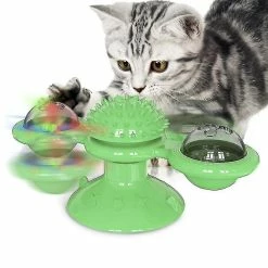 Unbranded Interactif Pet Dog Cat Toy Windmill Whirling Turntable Teasing Tickle Puzzle Toy(Vert)