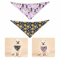Unbrand Halloween Dog Bandanas Pet Bib Bandanas Citrouille Pet Scarf Washable Dog Bib Costume [taille: L] - Sorcière / Citrouille