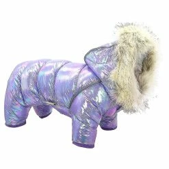 Unbrand Tg-cl061 Pet Dog Colorful Laser Hoodie Coat Imperméable Winter Puppy Outwear Costumes - Violet / Taille 12