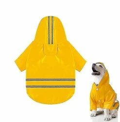 Unbranded Pu Bande Réfléchissante Pet Dog Safety Imperméable Imperméable Léger Poncho Hoodedl