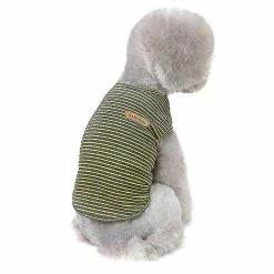 Unbranded Basic Sleeveless Striped Dog T-shirt 94% Coton Pet Clothing Doux Respirant Chien Été Chemise Petite Taille Chat Chien Vêtements (l Jaune)