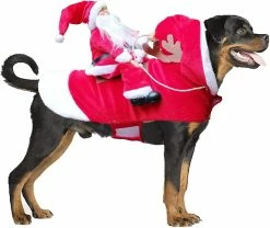 Mryenc Costume De Chien De Noël Vêtements Pour Animaux De Compagnie Vêtements De Père Noël Riding Pet Cosplay Costumes Party Habillage Dog Up Outfit Pour Petits Chiens De Taille Moyenne
