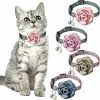Unbranded 4 Pièces Pet Rose Cat Collier Dog Flower Nylon Collier Réglable Avec Cloche Et Perle Pet
