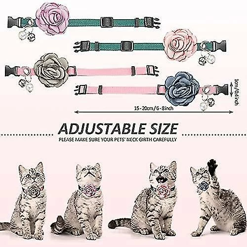 Unbranded 4 Pièces Pet Rose Cat Collier Dog Flower Nylon Collier Réglable Avec Cloche Et Perle Pet 4 Unbranded 4 Pièces Pet Rose Cat Collier Dog Flower Nylon Collier Réglable Avec Cloche Et Perle Pet – Image 4