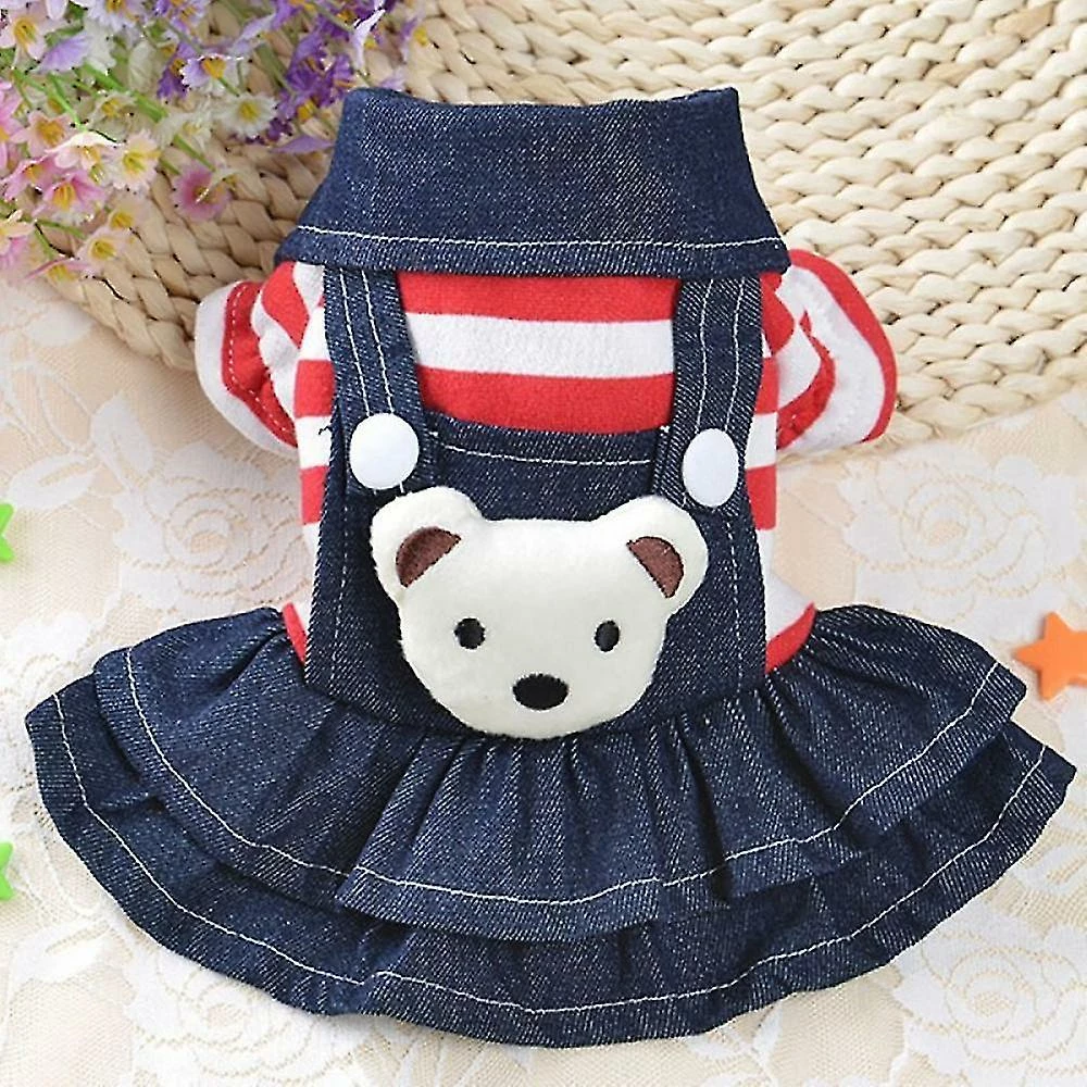 Unbranded Denim Dog Dress Striped Dog Bib Winter Autumn Cowboy Clothes For Pet Dog Re 2 Unbranded Denim Dog Dress Striped Dog Bib Winter Autumn Cowboy Clothes For Pet Dog Re – Image 2
