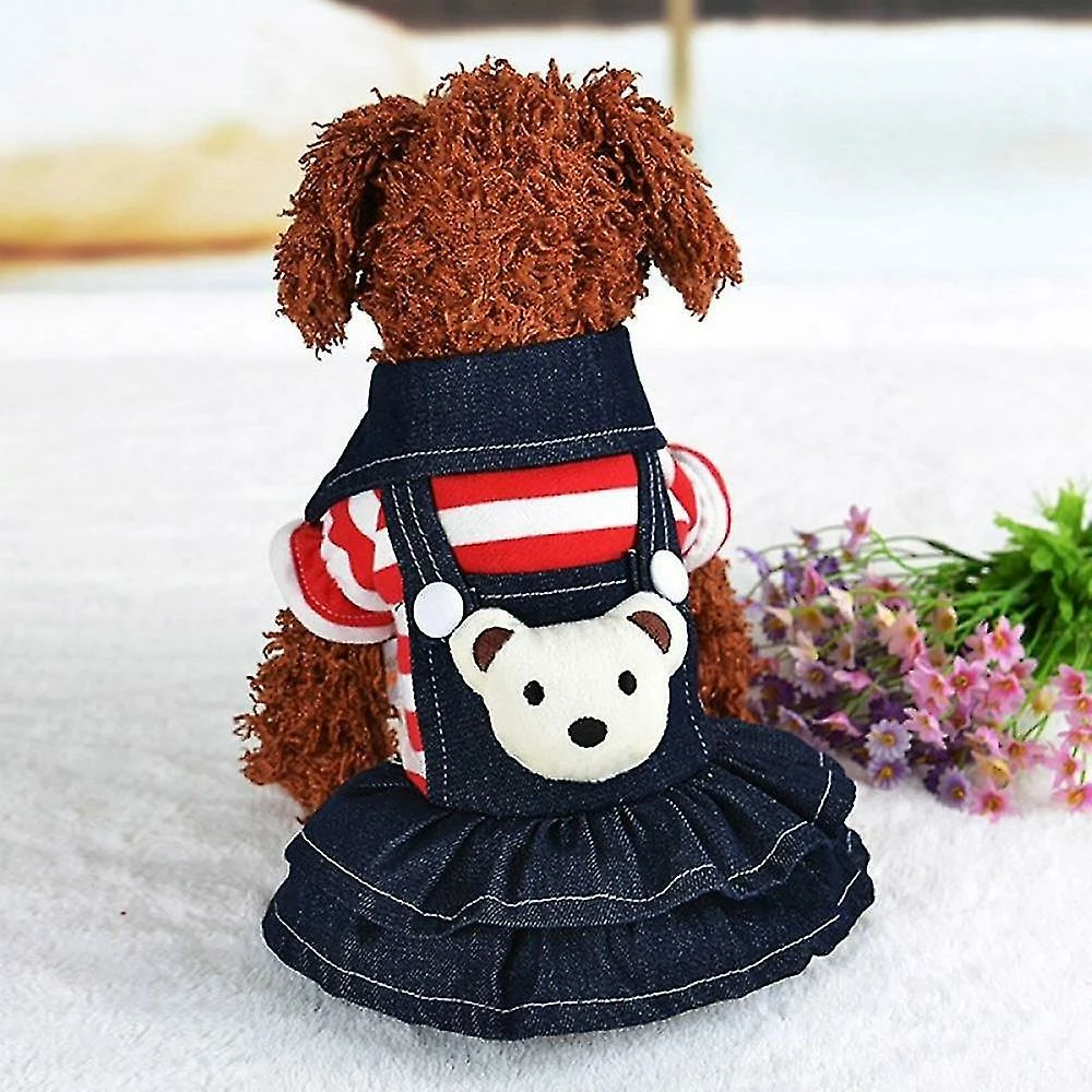 Unbranded Denim Dog Dress Striped Dog Bib Winter Autumn Cowboy Clothes For Pet Dog Re 3 Unbranded Denim Dog Dress Striped Dog Bib Winter Autumn Cowboy Clothes For Pet Dog Re – Image 3