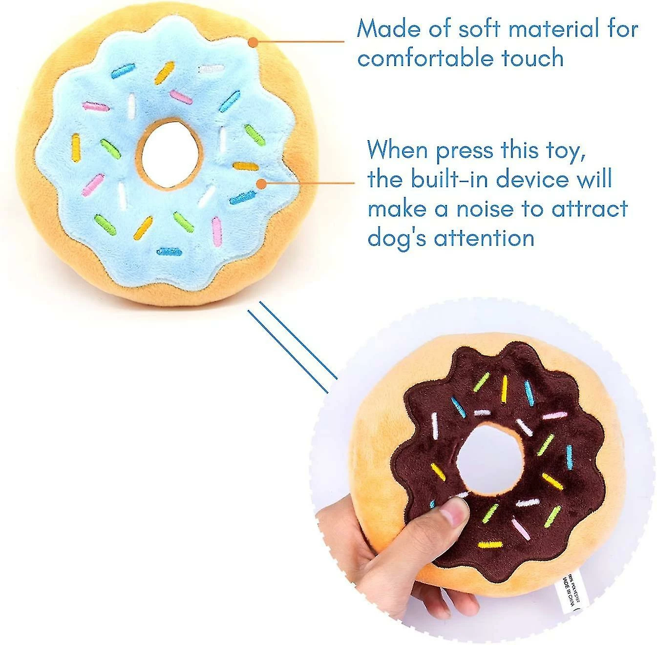 Liangnv Donut Peluche Toy Squeaky Chew Toy Dog Toy Set Pour Petit Et Moyen Puppy Dogs Pets Interact Gift 2 Liangnv Donut Peluche Toy Squeaky Chew Toy Dog Toy Set Pour Petit Et Moyen Puppy Dogs Pets Interact Gift – Image 2