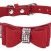Liangnv Collier Crystal Dog Avec Nœud Papillon Strass Colliers Pour Chiots Bling Pour Petits Chiens8,6-11 Pouces (paquet De 1) Rouge