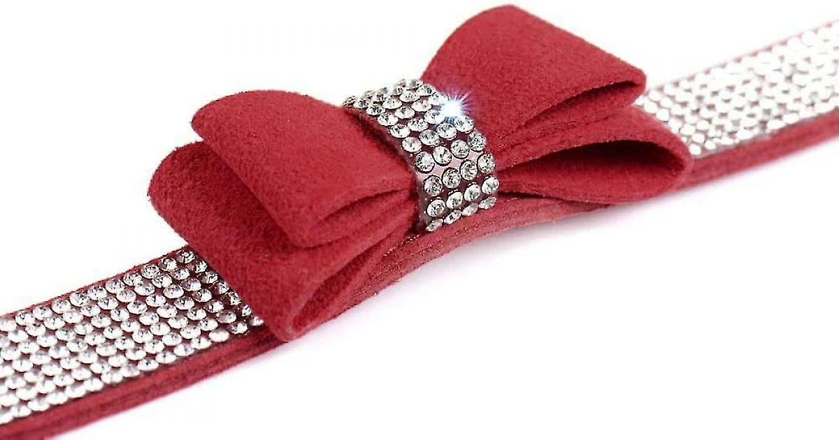 Liangnv Collier Crystal Dog Avec Nœud Papillon Strass Colliers Pour Chiots Bling Pour Petits Chiens8,6-11 Pouces (paquet De 1) Rouge 2 Liangnv Collier Crystal Dog Avec Nœud Papillon Strass Colliers Pour Chiots Bling Pour Petits Chiens8,6-11 Pouces (paquet De 1) Rouge – Image 2