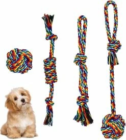 Heytea 4 Pcscotton Dog Ropes Set, Jouet Interactif De Corde De Chien, Jouet De Corde De Chiot Pour Mâcher Cadeau
