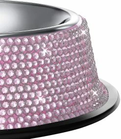 Unbranded Strass Brillant En Acier Inoxydable Pet Bowl Dog Cat Feeder, 640ml-rose -Pet Soin 615123250 max