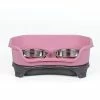 Unbranded Dog Bowl Cat Bowl Pet Cat Double Basin Bol Résistant Aux éclaboussures (rose)