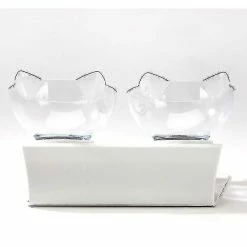 Unbranded Double Bol De Nourriture Antidérapant Blanc Avec Support Cat Dog Water Bowl Détachable Pet Feeding Az1264 -Pet Soin 615131518 max