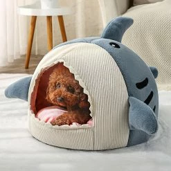 Unbranded Pet House Cat Dog Sleeping Bed Nest Puppy Warm Cushion Semi-closed Kennel Blue S -Pet Soin 617246967 max