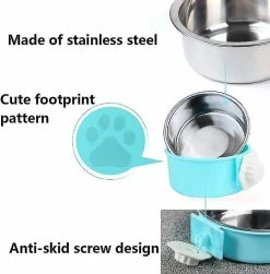 Unbranded Pet Crate Bowls 2 Pack Dog Cage Hanging Bowls Amovible Double Feeding Bowls -Pet Soin 625030272 max