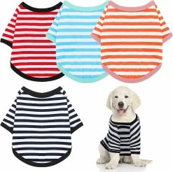 Giveuphesit 4 Pièces Chemise De Chien Petit Chien Rayé T Shirt Pet Apparel Puppy Sweatshirt Dog Vêtements Pour Chiens De Petite à Moyenne Taille