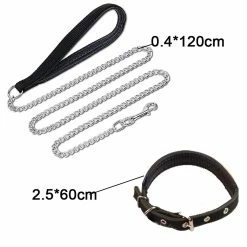 Giveuphesit Chain Link Dog Leash Anti Chew Strong Anti Dog Leash Confortable Poignée Rembourrée Souple Pour Chiens De Taille Moyenne -Pet Soin 627800564 max