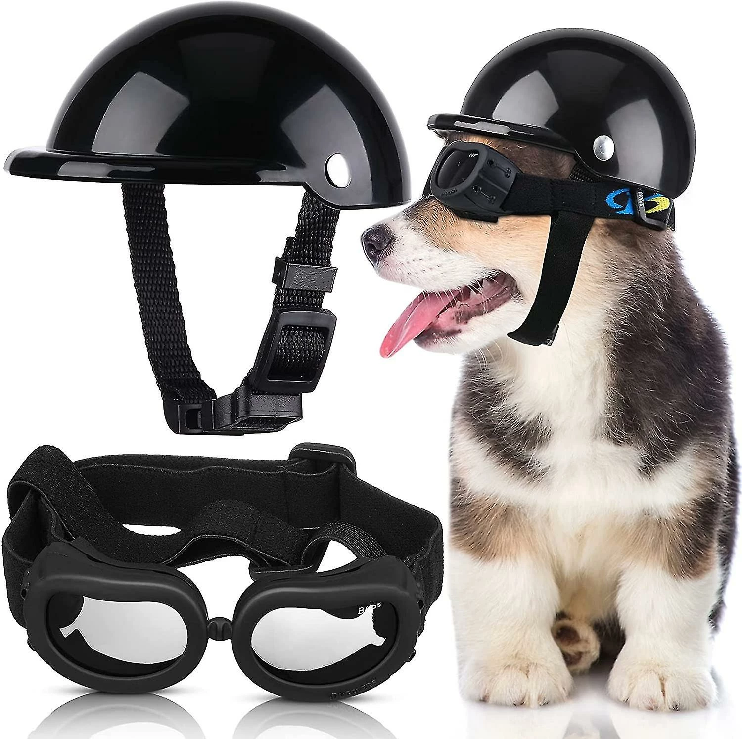 Tiny-witch Petit Chien Casque Lunettes Uv Protection Doggy Lunettes De Soleil Pet Dog Lunettes Moto Hard Safety Hat Avec Ceinture Réglable 1 Tiny-witch Petit Chien Casque Lunettes Uv Protection Doggy Lunettes De Soleil Pet Dog Lunettes Moto Hard Safety Hat Avec Ceinture Réglable