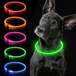 Jscxcf Green 50cm Led Dog Collar Lit Dog Collar Rechargeable Waterproof Pet Collar Peut être Coupé à Light Dog Collar Pet