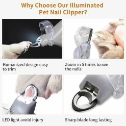 Wabjtam Professional Pet Nail Clipper Scissors, Pet Dog Cat Nail Toe Claw Clippers Scissor, Led Light Nail Trimmer For Animals Pet(1pcs,grey And Brown -Pet Soin 631560942 max