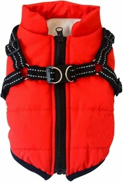Wonderful Wow Red Dog Jacket Winter Vest Jackets Dog Coat Dog Sweater Pet Skiing Costume Sans Manches Coton Rembourré Gilet Rembourré Avec Sangle De Poitrine
