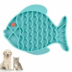 Unbranded Pet Slow Feeder Dog Lick Mat Alternative Amusante à Slow Feeder Dog Bowls, Snuffle Mat & Dog Bowls Fish-shaped Slow Food Bowl Colour Blue