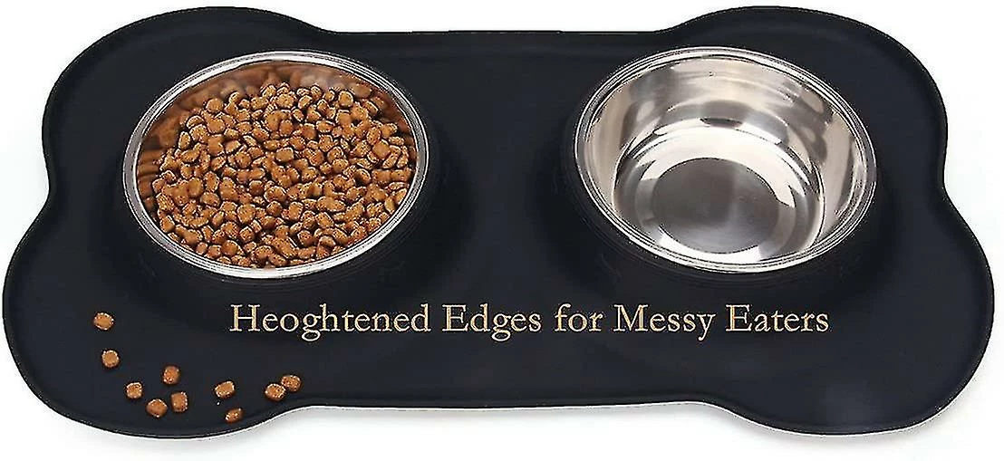 Unbranded Pet Dog Bowls 2 Bol Pour Chien En Acier Inoxydable Sans Déversement Tapis De Silicone Antidérapant Bols D’alimentation Pour Nourrir Les Chiots De Grands Chiens Chats, Noir 2 Unbranded Pet Dog Bowls 2 Bol Pour Chien En Acier Inoxydable Sans Déversement Tapis De Silicone Antidérapant Bols D’alimentation Pour Nourrir Les Chiots De Grands Chiens Chats, Noir – Image 2