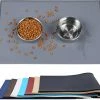 Unbranded 24 « L X 16 » W Tapis D’alimentation Pour Chien, Imperméable à L’eau Antidérapant Pet Silicone Food Mat Cat Dog Acier Inoxydable Water Bowl Placemat Anti-salissant Design, Gris