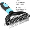 Unbranded Brosse De Déshabillage Professionnelle Pour Animaux De Compagnie 2 Côtés Dématting Dog Peigne Cat Brush Rake Puppy Grooming Tools Sous-poil Perte De Cheveux Volants