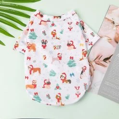 Jccc Style De Noël Pet Dog Clothing Puppy Printed Vest Short Sleeve T-shirt Pour Petits Chiens Moyens Chihuahua Yorkshire Pet Costume -Pet Soin 659146102 max