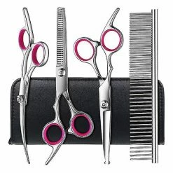 Unbranded 6 En 1 Professional 4cr Stainless Steel Sécurité Round Tip Dog Ciseaux Pour Le Toilettage, Heavy Duty Titanium Coated Pet Grooming Scissor Pour Chiens, Chats Et