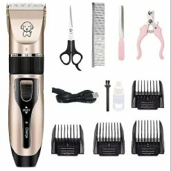 Vrxin Pet Clippers Professional Kit Grooming Dog Adjustable Clipper Low Noise Family Cordless Pet, Tondeuses à Cheveux Lavables