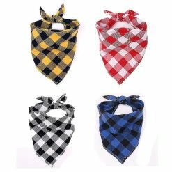 Dxn 4pcs Plaid Dog Bandanas, Triangle écharpe Réversible Pour Animaux De Compagnie Pour Garçon Et Fille