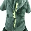 Ubiuo Puppy Dog Vêtements Confortables Corail Polaire Animaux De Compagnie Dinosaure Dog Outfit Vert 52x40x2cm