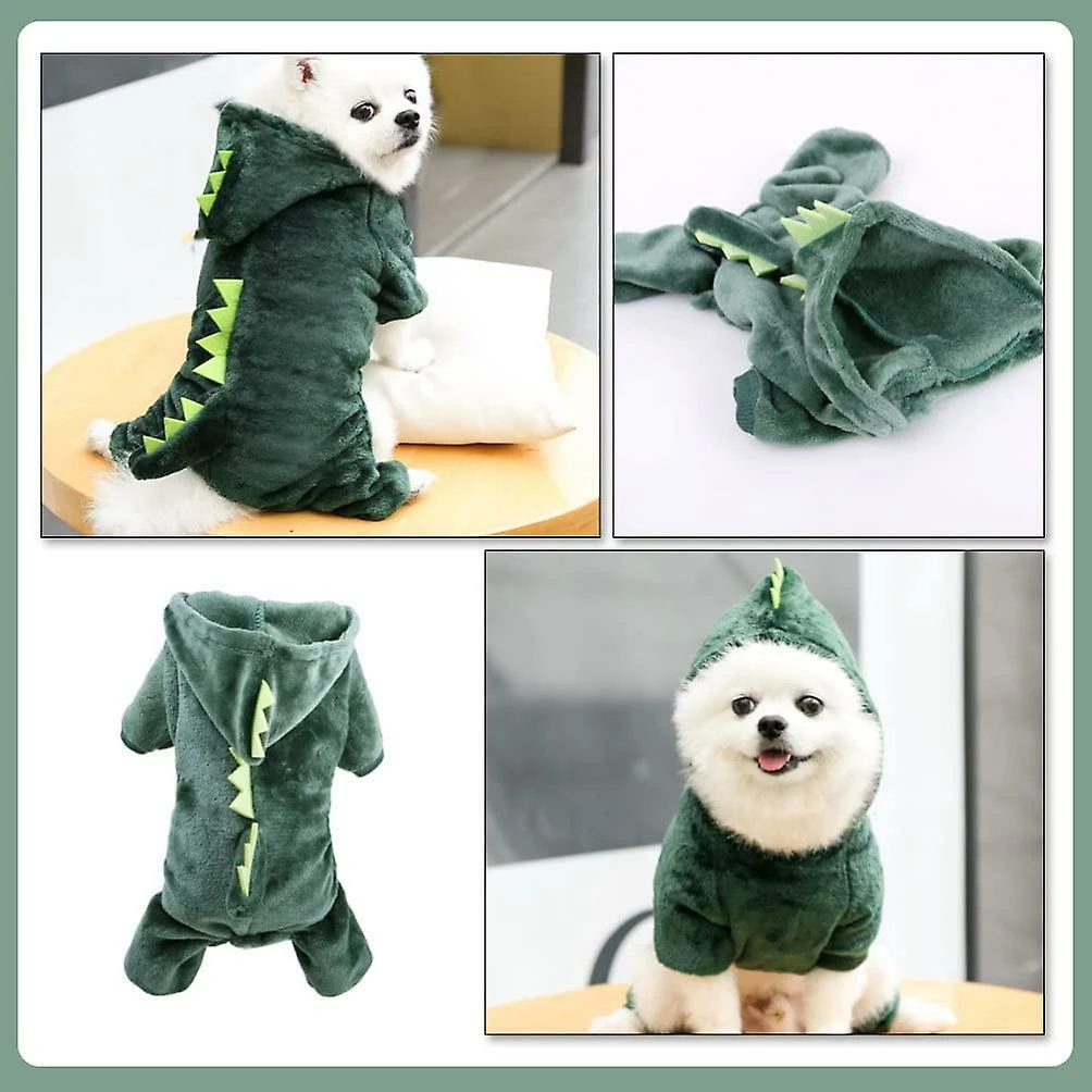Ubiuo Puppy Dog Vêtements Confortables Corail Polaire Animaux De Compagnie Dinosaure Dog Outfit Vert 52x40x2cm 3 Ubiuo Puppy Dog Vêtements Confortables Corail Polaire Animaux De Compagnie Dinosaure Dog Outfit Vert 52x40x2cm – Image 3