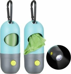 Unbranded 2 Pièces Dog Poop Waste Bag Holder Distributeur Avec Lampe De Poche LED Et 2 Rouleaux Dog Poop Waste Bags Sacs à Déchets De Chien étanches [livraison Gratuite]