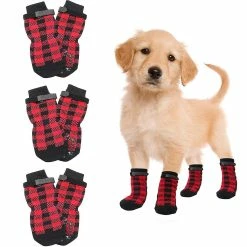Unbranded 2pairs Imperméables à L’eau Winter Pet Dog Shoes, 8pcs Anti-dérapant Rain Snow Boots Chaussures Épais Chaud Pour Les Petits Chats Puppy Dogs Chaussettes